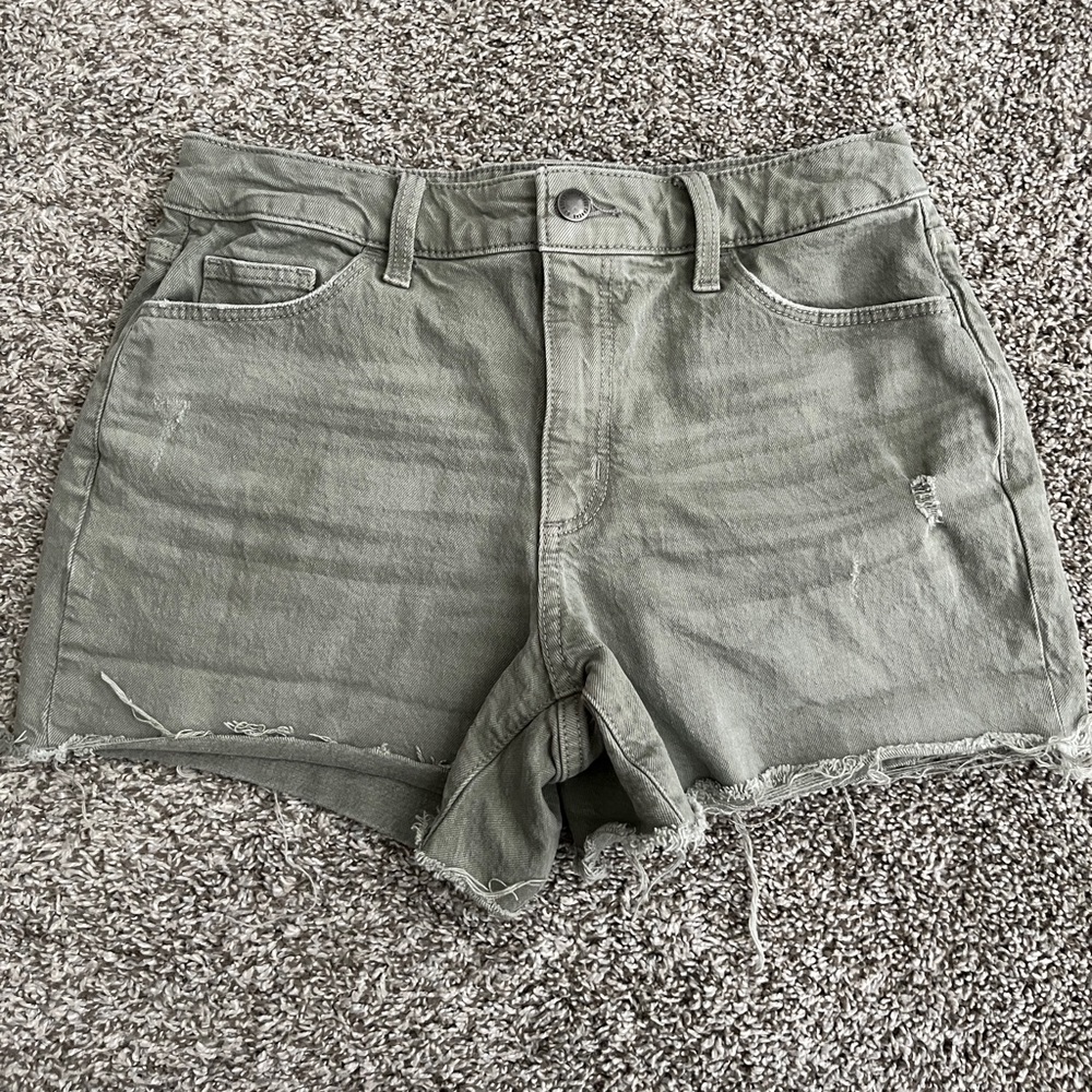 3/$12 Universal Thread Dusty Olive Green Midi Denim Shorts
